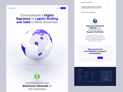 Contractbook - Digital Signature Page contractbook design earth globe landing page layout ui web website www