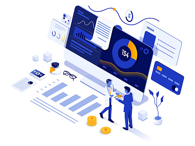 Data Analysis analysis characters clean creative data design finacial flat illustration isometric man