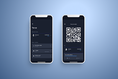 TheCrypto: Top Up Wallet Options banking crypto crypto wallet cryptocurrency dark theme darkui ethereum figma finance fintech ios mobile app product design prototype qr code qrcode scan