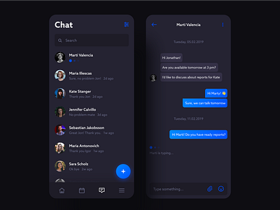 Chat (Dark Mode) app chat chat app chatting clean dark dark app dark mode dark ui design finance inbox interface messages minimalist mobile app mobile ui ui ui design ux