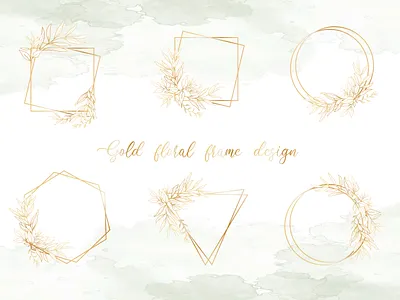 Gold Wedding Frames Multi Purpose Template Design Collection design elegant gold graphic green greeting holiday label leaf line multi purpose nature pink retro romantic set summer vector wedding wreath