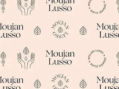 Moujan Lusso - Brand Pattern badge beauty body oil brand hands holistic logo logotype natural ogg typeface organic pastel pattern skincare type vegan wordmark