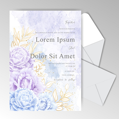 Watercolor floral wedding invitation cards with golden leaves beautiful border bouquet card decoration decorative design elegant floral frame golden greenery illustration invitation invite leaf plant vector watercolor wedding