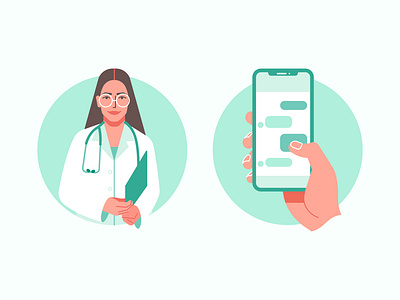 Icons set for medical app app apple application chat doctor flat green hand hospital icon illustration iphone medicine minimal nurse onboard onboarding ui ux web