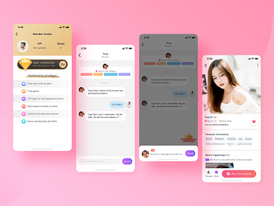 SOCIAL APP UI android app chat color design icon ios iphone member message mobile set social ui ux vip visual