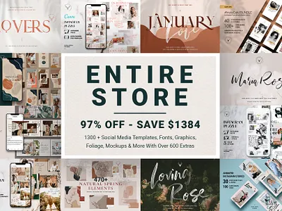 Entire Store Bundle - Limited Time bundle creative creative market design elegant font font design fontself instagram instagram pack instagram stories instagram template products sale social media social pack svg fonts