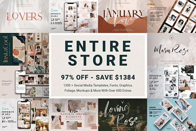 Entire Store Bundle - Limited Time bundle creative creative market design elegant font font design fontself instagram instagram pack instagram stories instagram template products sale social media social pack svg fonts