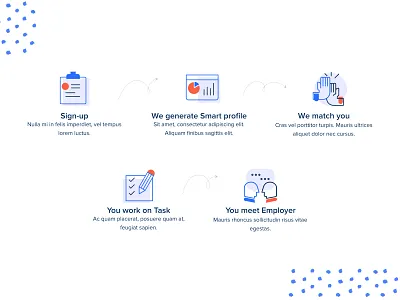 Pitch Me work process description comercial illustration vector