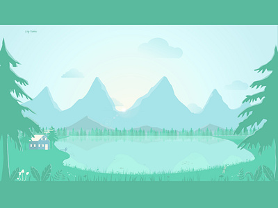 A lake in the Forest adobe colors design flat forest gradient green illustration illustrator landscape mountain scenery vector
