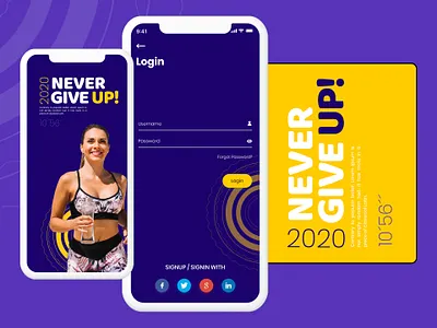 never give up mobile app fitness ios app design ios mobile application login page ui never giveup uidesign
