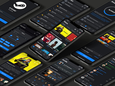 Steam Mobile Redesign Concept app dark dark ui design figma games interface marketplace mobile mobile app mobile design social steam store ui ux