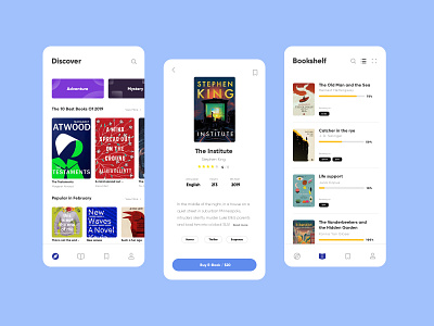 eReading App app book bookshelf category clean mobile product reading simple ui ux