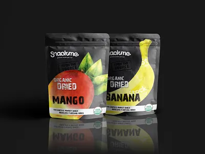 SnackMe Dried Organic Fruits 3d bag banana dried fruit graphic design mango organic pouch snack snacks