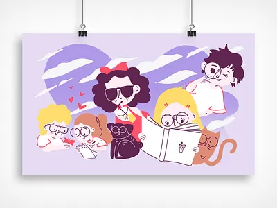 Illustration for optica store animals cat children childrens book design dogs flat glasses illustration optica poster