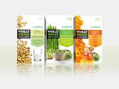 Wheat Grass sachets box 3d graphic design honey organic powder roots sachet soy soy milk soya wheat grass