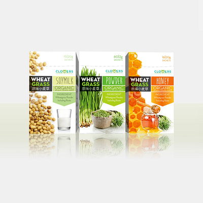 Wheat Grass sachets box 3d graphic design honey organic powder roots sachet soy soy milk soya wheat grass