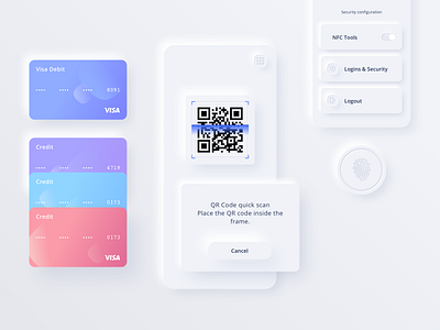 Reserve App UI Kit app blue button card commerce credit finance fingerprint fintech neumorphic payment pink purple qr code scan sketch skeuomorphic ui kit vector white