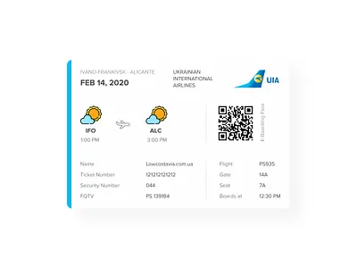 UIA's ticket redesign airlines app flight plane ticket redesign ticket uia ukraine