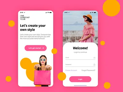TheForecastClub App UI iOS app branding design fashion fashion app fashion design figma floral graphic design icon logo minimal minimalism minimalist logo minimalistic pastel typography ui ux web