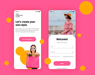 TheForecastClub App UI iOS app branding design fashion fashion app fashion design figma floral graphic design icon logo minimal minimalism minimalist logo minimalistic pastel typography ui ux web