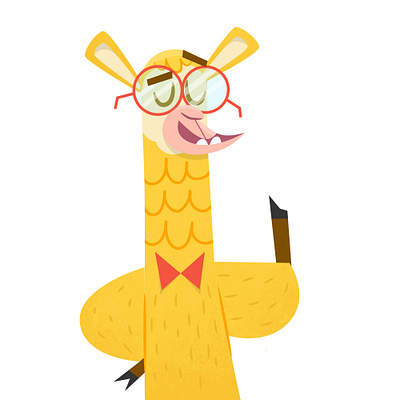 Professor Llama adobeillustrator animal character characterdesign children flat design flat illustration glasses happy illustator illustration kids llama llamas professor vector