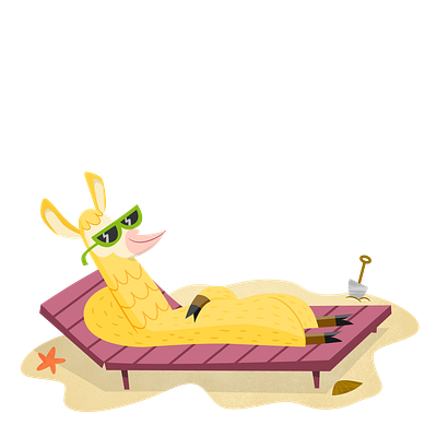 Llama taking a sunbath adobeillustrator animal beach character characterdesign children illustration illustrator kids llama sunbath sunbathing sunglasses