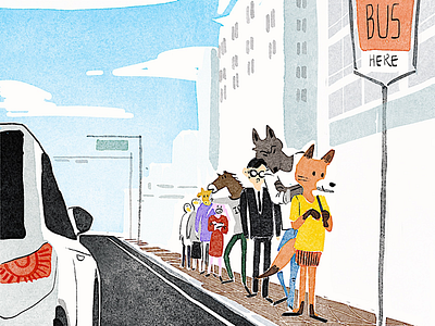 go to work animal illustration