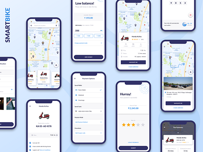 SmartBike - App Design app bike branding design flat design iphonex minimal mobile ui rental rental app smart ui ux