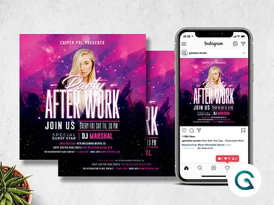 After Work Flyer Template birthday party concert flyer concert poster dj concert hiphop instagram post instagram premade music event night club night out party event party flyer party invitation party poster print template summer techno