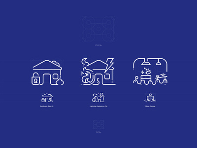 Pictograms - House Insurance branding design digital grid house icon iconography icons illustration insurance pictogram ui ux vector web