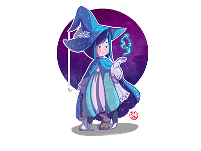 Moon Witch character design cute illustration witch