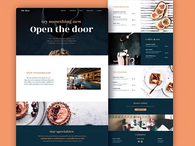 Landing page cafe cafe colorful concept design desserts landing landing page layout design minimal sweets ui