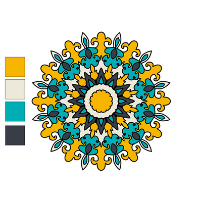 Colorful Mandala-003 blue color palette colorful design ethnic flat geometric geometric design gray icon illustration illustrator mandala mandala art mandalas meditation vector vector art yellow