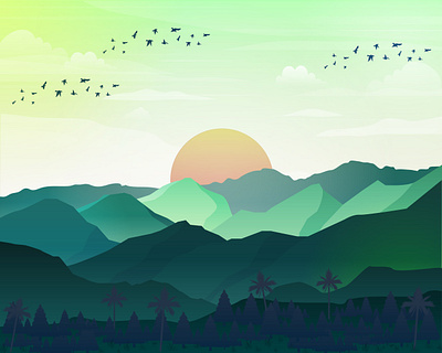 SUNSET NATURE art artwork branding cover design digital art graphic design illustration nature nature illustration sunrise sunset vector vectors visualization wallpaper