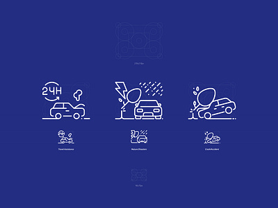 Pictograms - Car Insurance art branding car design digital grid icon iconography icons illustration insurance logo pictogram ui ux vector web