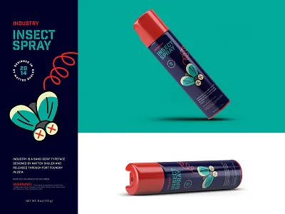 Industry font - Alphabet Packaging Series badges brand branding fly identity illustration jay master design logo package packaging pest spray typography
