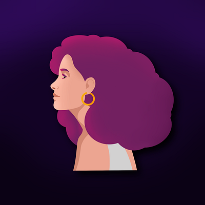 Woman's portrait app art branding design flat illustration procreate ui vector website