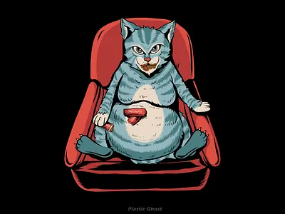 after valentine's day apparel design cartoon cat chill chocolate design for sale funny design illustration merch merchband sofa tabby tshirt design valentine valentines day