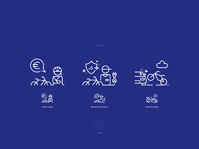 Pictograms - Bike Insurance bike branding design digital grid iconography illustration insurance logo pictogram ui ux vector