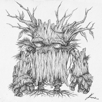 Ent Champion blackandwhite cartoon cartoony comics cute drawing fantasy illustration kaamuz moebius monster monsters old pencil roots spooky tattoo timburton tree