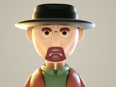 walter white 3d breaking bad c4d illustration octane render tv