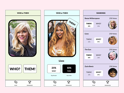 Who or Them Mobile Game celbrites game mobile mobile app mobile app design mobile design mobile game ui mobile ui pop pop art pop culture popular