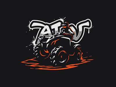 Quad illustration atv badge biker illustration lettering logo logotype motor motorcycle mud off road quad quadricycle recreation sport vehicle