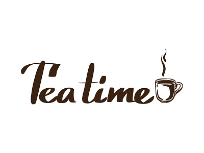 Tea time design illustration letter lettering tea cup vector