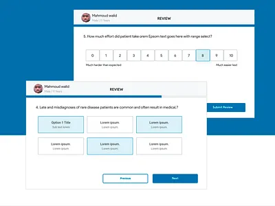 Feedback & Review Wizard flow design feedback medical question rating review ui design wizard