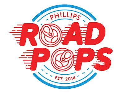 Road Pops badge beer beer can retro running typography