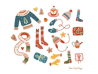 Winter set artwork branding colorpencil design digital digital art drawing icon illustration kidsillustration