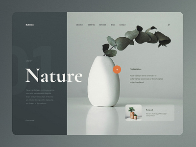 Nutrimo - Website Concept concept design interior minimalist nature slider ui ux vase web web design website white