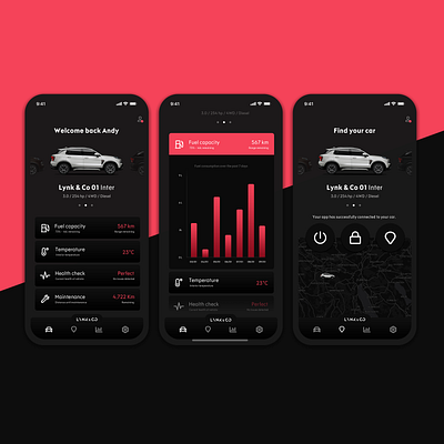 Car app experiment app car dark ui design interface iphonex mobile mobile ui ui ux