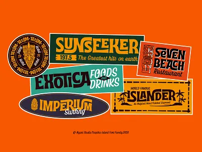 Retro Bumper Sticker aiyari display font funk groovy hand lettering interlock midcentury open type retro script tiki tropical font tropika island typeface vintage